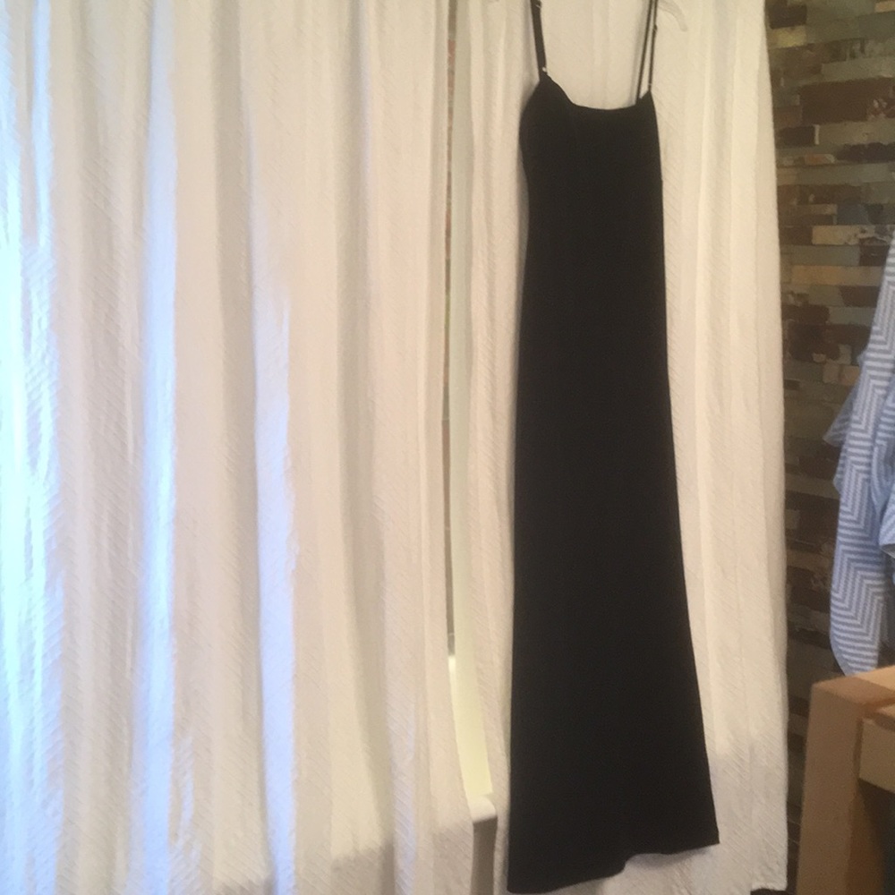 90s black velvet maxi tank dress